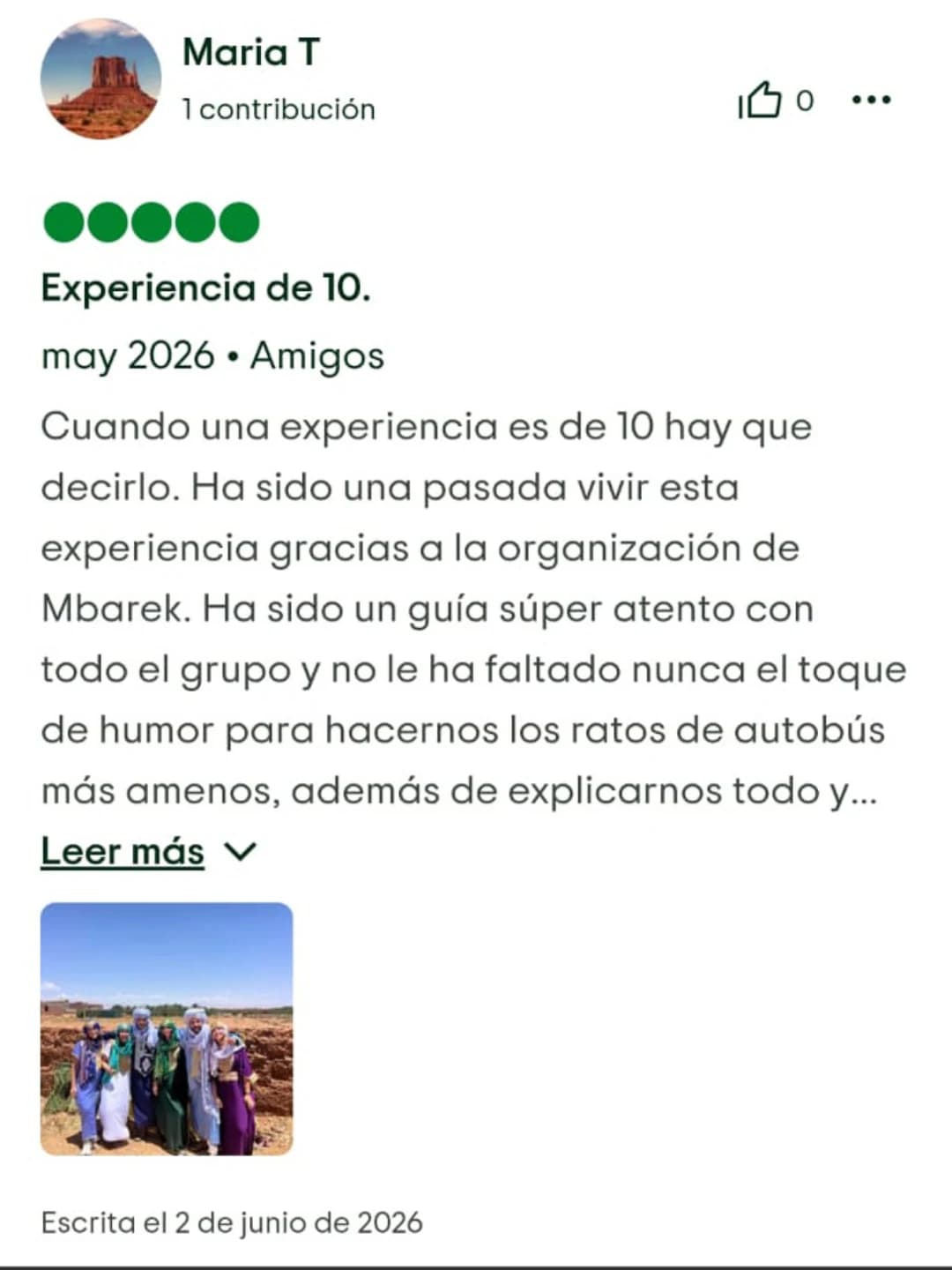 Captura original de una opinión en Tripadvisor, reseña 2